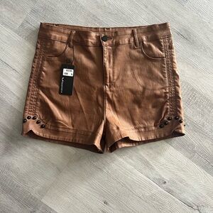 NWT Brown Leather Studded Women's Shorts